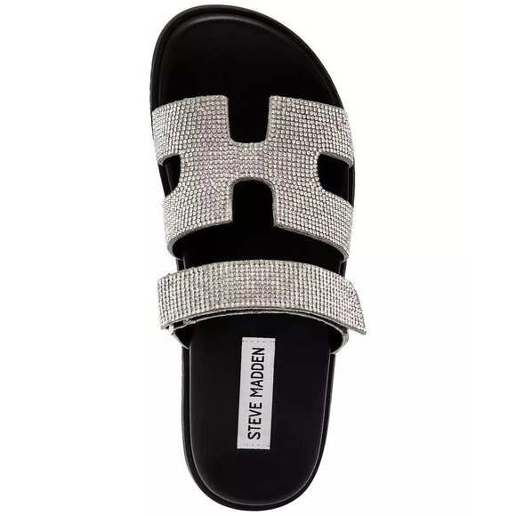 Steve Madden Women's Mayven-r Rhinestone Slide Sandals - Picture 3 of 5